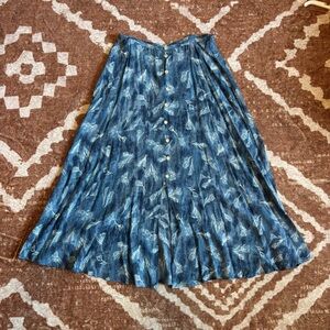 Chic Blue Patterned A-Line Skirt